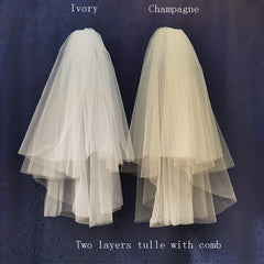Bride Veil Tulle 2 Layers Veil With Comb Baroque Style Head Piece