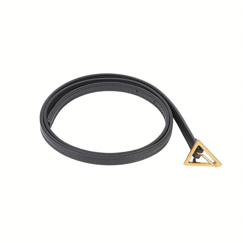 Thin Knot Belt Triangle Pin Buckle PU Waistband French Style Coat Girdle