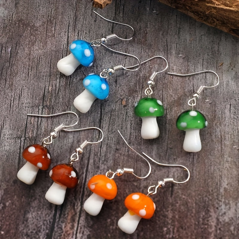 Vintage Gothic Mushroom Earrings Women Men