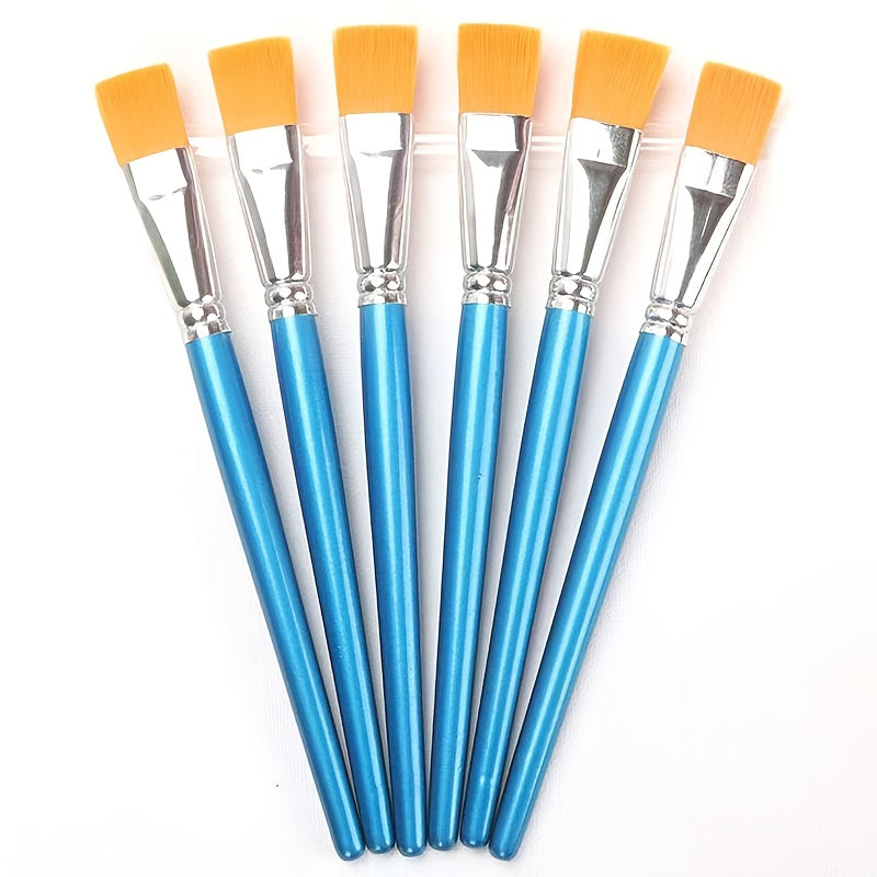 Nylon Brushes for Acrylic Painting Wooden Handle Smooth Application