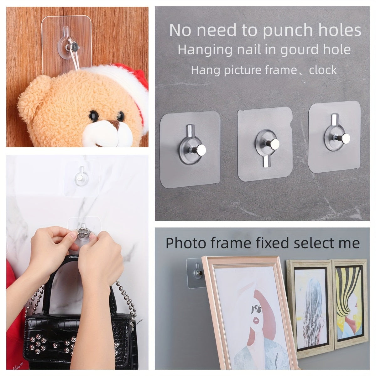 Adhesive Wall Hook Hanging Screw Nail Photo Painting Hanger