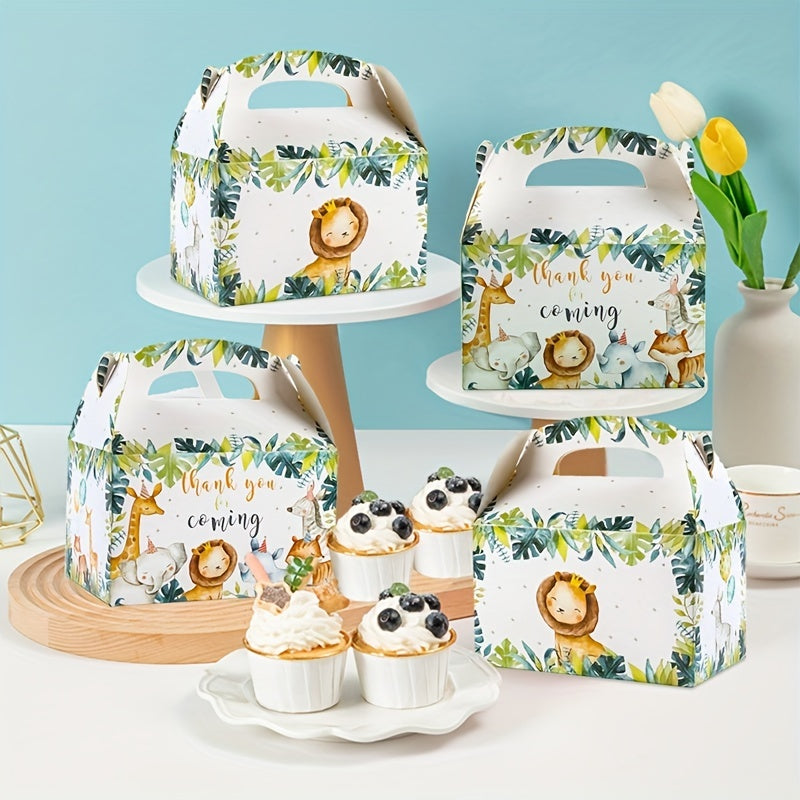 4pcs Polychrome Jungle Animals Treat Boxes 6 Inch