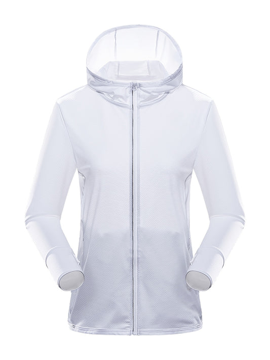 Women's Sun Protection Hooded Jacket Lightweight Long Sleeve Cooling Ice Silk