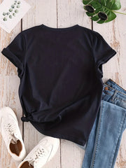 Women's Casual Sporty Graphic Tee Colorful Letters Loose Fit