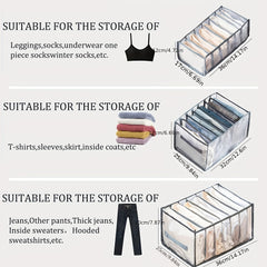3pcs Wardrobe Clothes Organizer 9 Grids Folding Mesh Storage Box Drawer