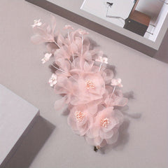 Salmon Pink Flower Hair Clip Large Mesh Flower Duck Billed Clip