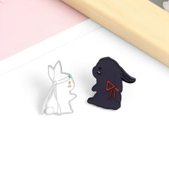 2pcs Cartoon And Rabbit Brooches Enamel Baking Varnish Rabbit Pin Collar