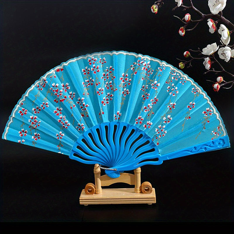 Plastic Folding Fan Retro Chinese Style Floral Fan
