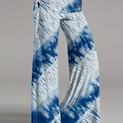  Tie Dye Ruched High Rise Flared Leg Trousers