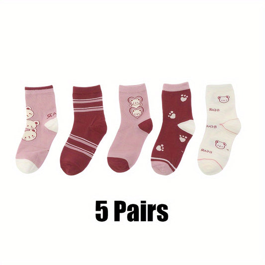 Boy's Cartoon Striped Crew Socks Breathable Casual Style Unisex Socks