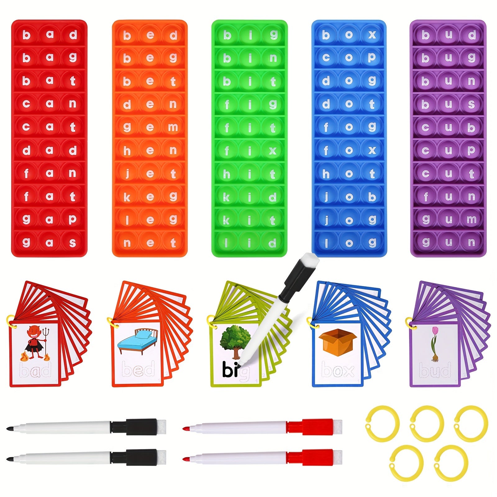 CVC Learning 100 Word Activities Set with Flashcards Phonics Games