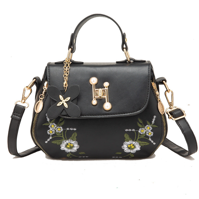 Floral Pattern Shoulder Bag Stylish Small Faux Leather Purse