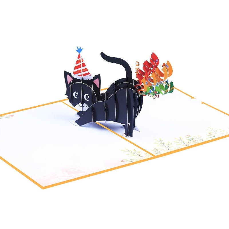3D Funny Birthday Card Farting Rainbow Cat Kitten Card Greeting Card
