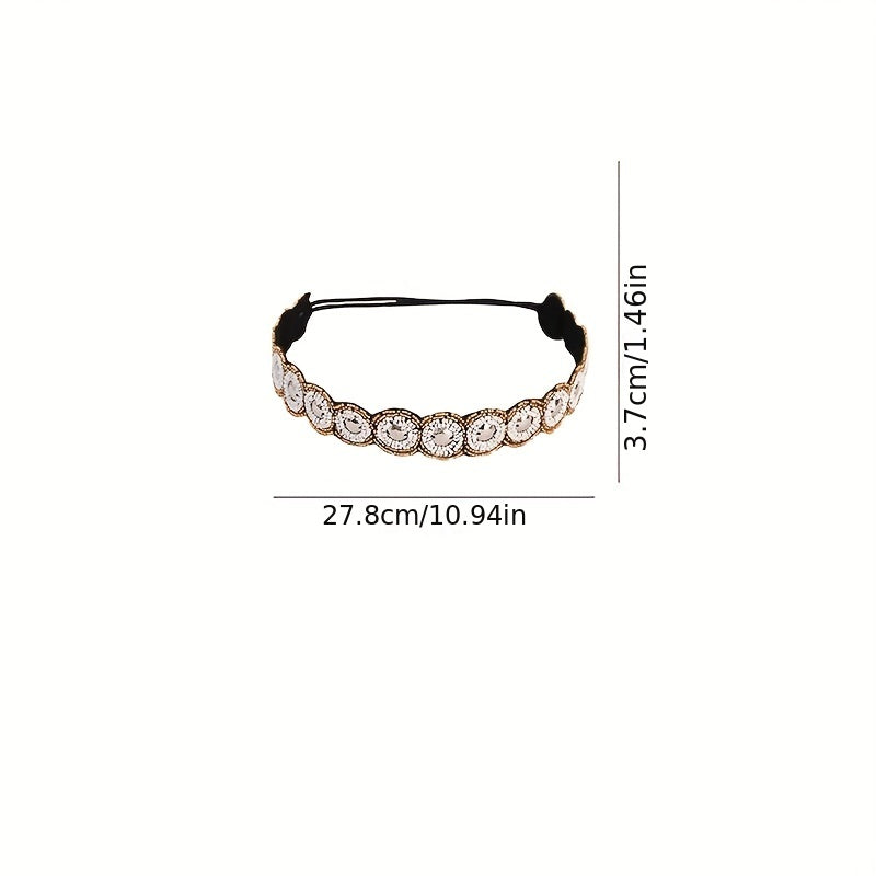 Crystal Rhinestone Headband Beaded Headband Elastic Hair Bands For Women