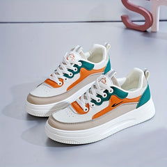 Women's Colorblock Platform Skate Shoes Round Toe Height Increasing