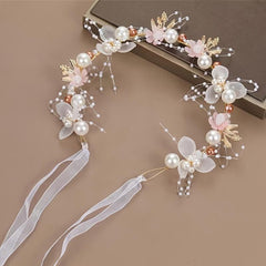 Golden Leaves Bridal Headband with Pearls