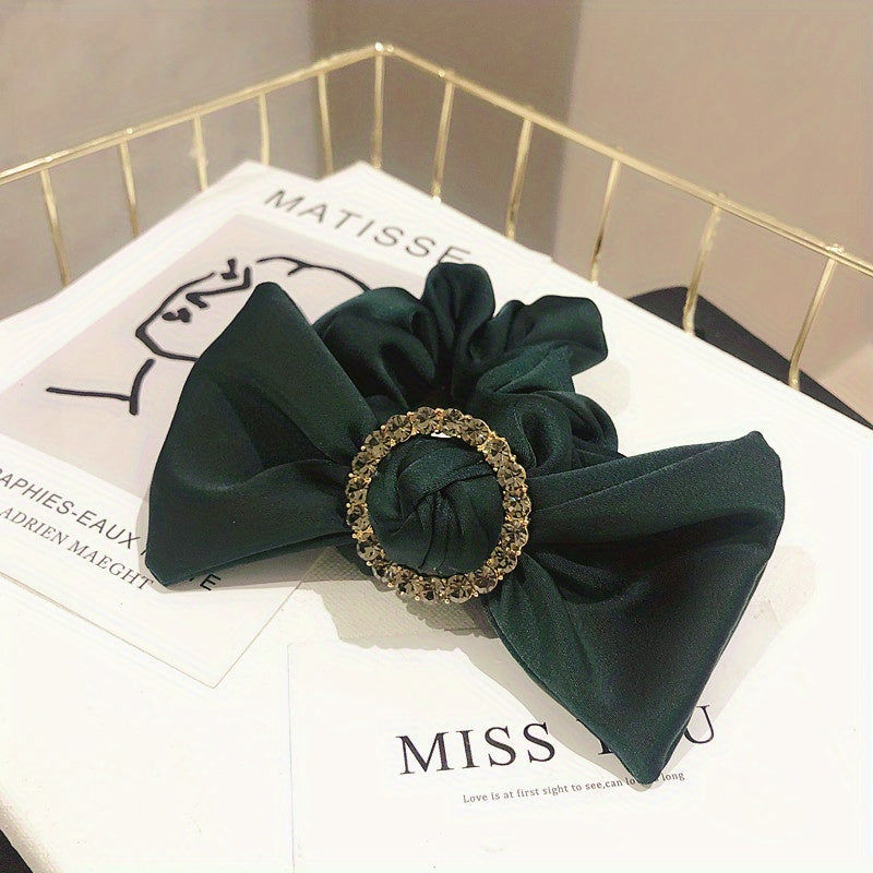 Rhinestone Ring Decor Leopard Bow Scrunchies Hair Ties