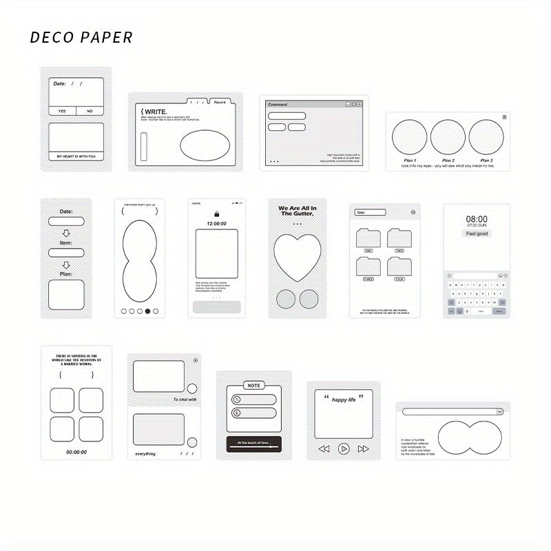 15pcs Pattern Note Paper DIY Decor Material for Message Note Book