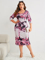 Tie Dye Half Sleeve Midi Dress