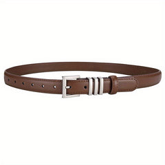 Classic Square Pin Buckle Belt Solid Casual Leather Belt