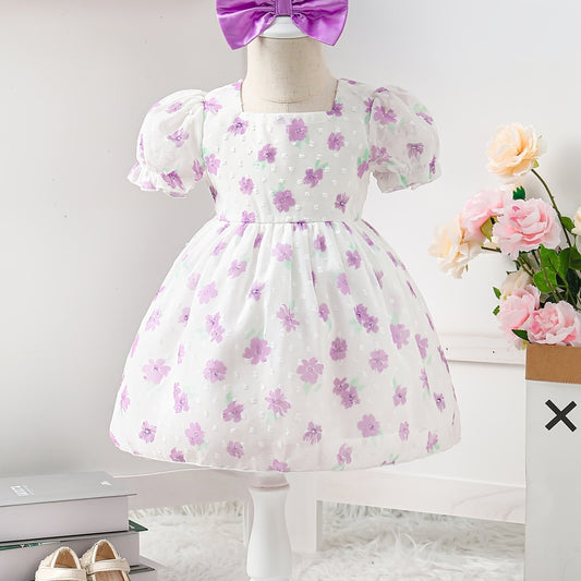 Baby Girls Sweet Floral Print Princess Dress