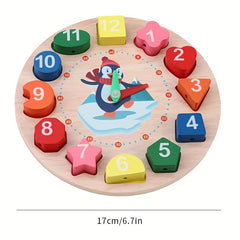 Wooden Teaching Clock with Random Pattern Toys