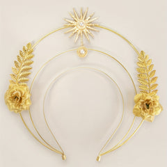Golden Flower Headband Women's Crown For Party Birthday Cos Play