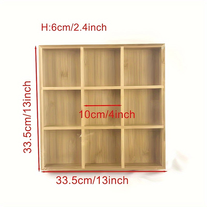 Bamboo Wood Food Storage Box Divided Compartment Bin Room Decor