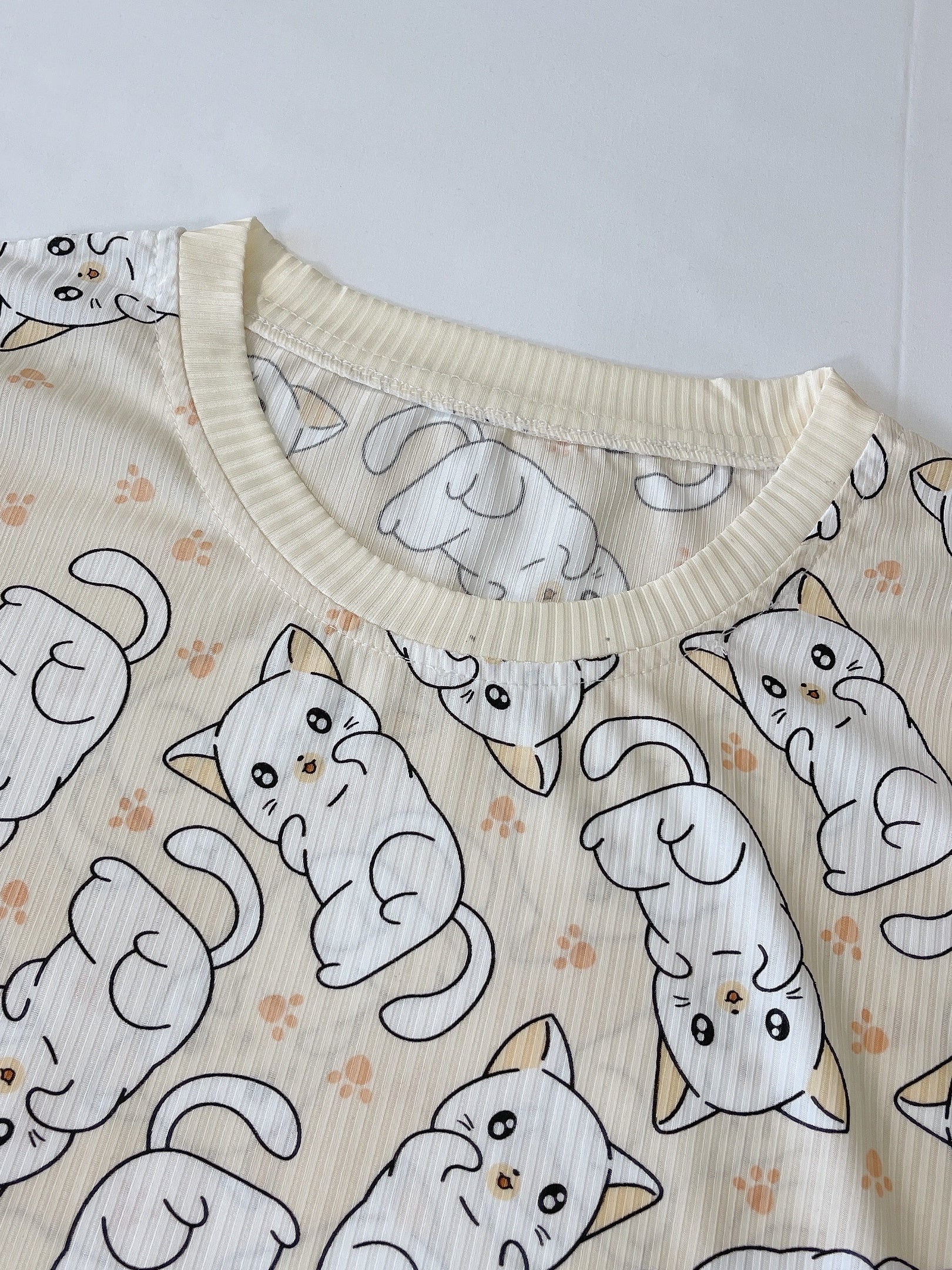 Cat Pattern Sleep Dress Casual & Comfy Short Sleeve Loose Women's Sleepwear