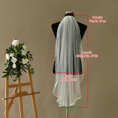 Satin Bridal Veil with Faux Pearl Embellishments Romantic Style