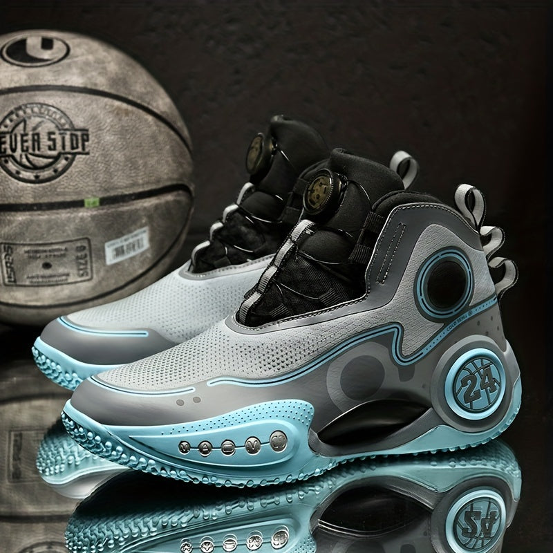 Men's Basketball Shoes with Rotating Buckle Non Slip Sneakers