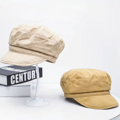 Flat Top Octagonal Hat Spring Summer Navy Hat Khaki Peaked Cap