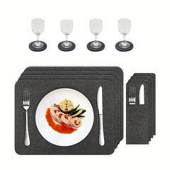 3pcs Felt Placemat Set with Coaster & Fork Bag