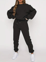 Casual Two Piece Set Crew Neck Long Sleeve Tops & Jogger Pants