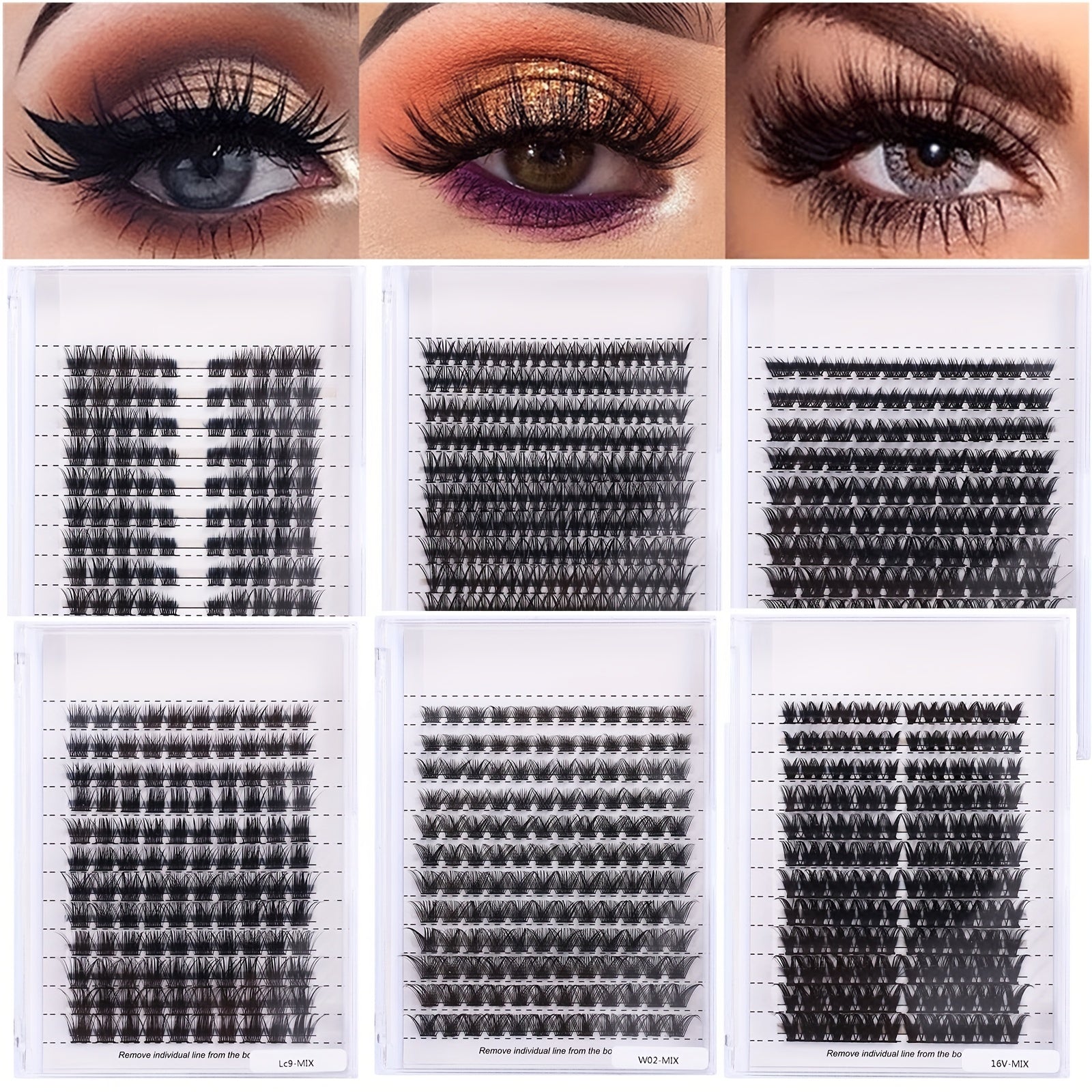 120 Pcs 12 Rows DIY Lash Clusters 40D W Shape D Curling Mixed Length Reusable
