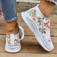 Women's Rhinestone Sock Shoes Dragonfly Slip On Trainers