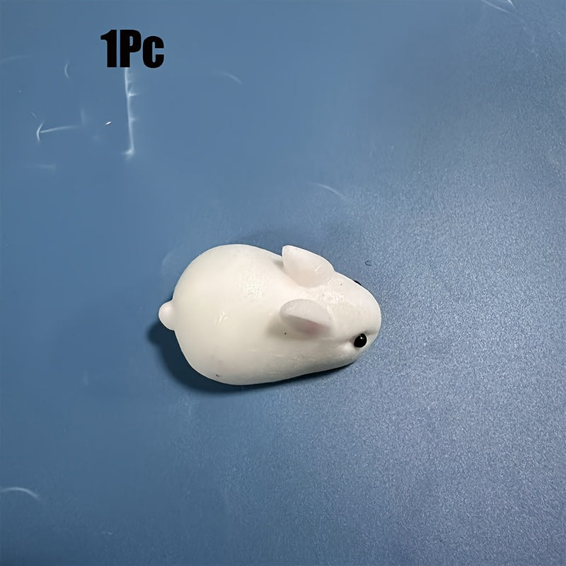 2pcs Mini Soft Rabbit Toy Fluffy Pink Realistic Eyes Desk Decor Office Relax