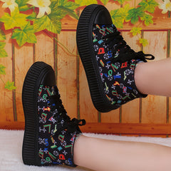 Women's Colorful Letter Print Canvas High Top Sneakers
