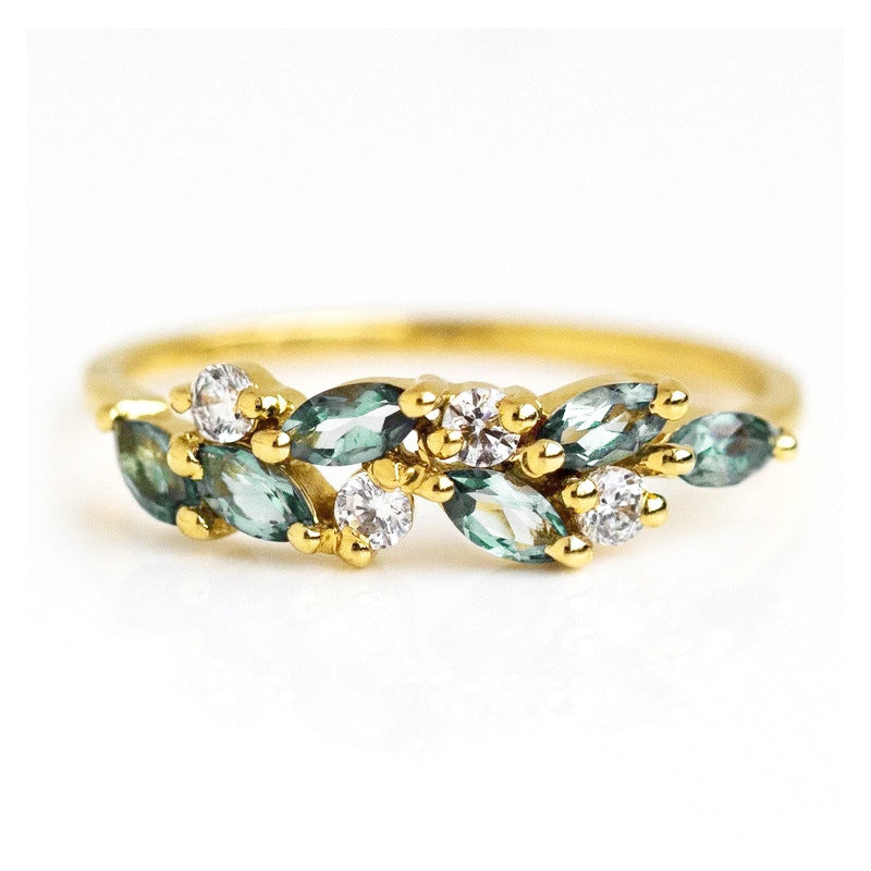 Zircon Inlaid Promise Ring 18K Plated Engagement Women's Gift