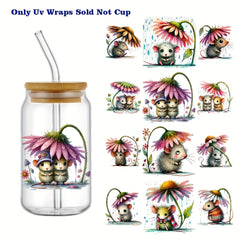 4pcs UV DTF Stickers Set for 16oz Glasses and Coffee Cups