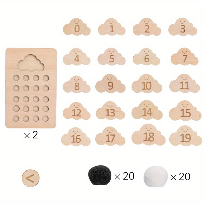 Wooden Cloud Number Board Math Educational Toy