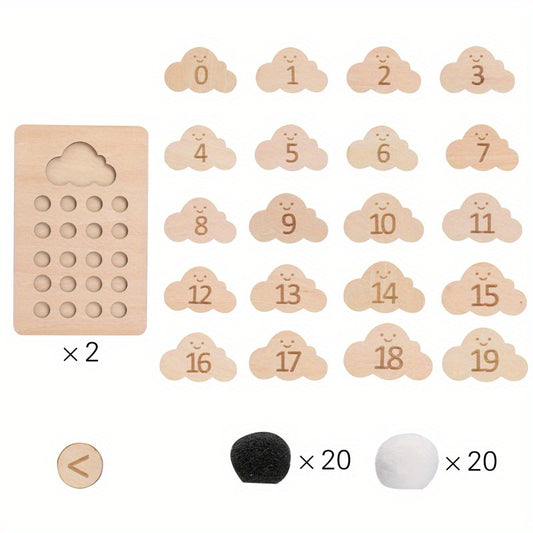 Wooden Cloud Number Board Math Educational Toy