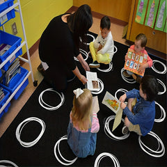Black Wool Children's Area Rug for Kids Room Circle Seating Decor