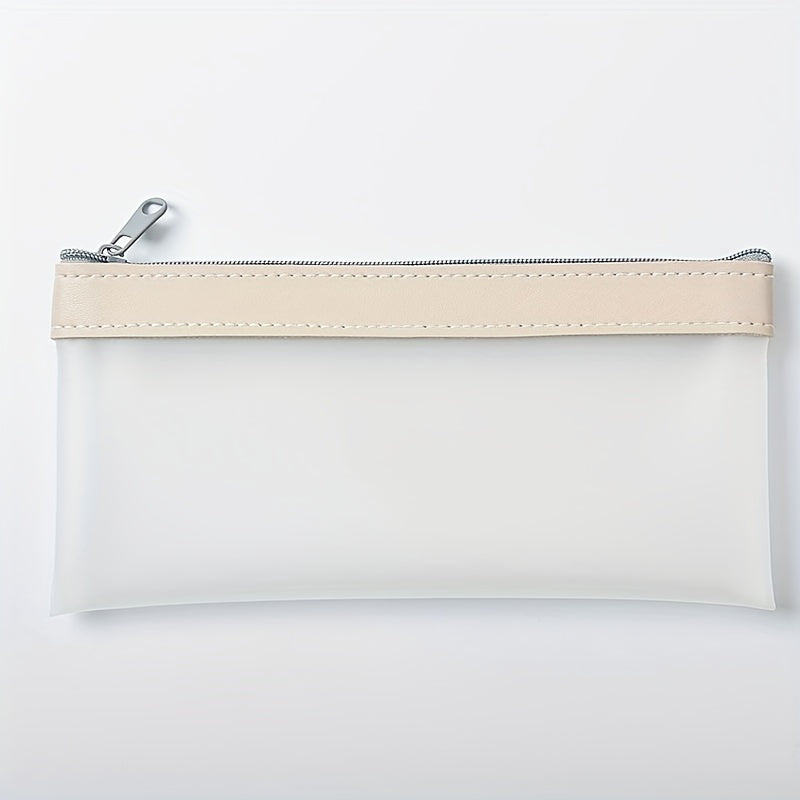 Transparent Frosted Pencil Case Zipper Cosmetic Storage Bag