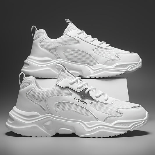 Men's Reflective Chunky Shoes Non Slip Lace Up Sneakers For Outdoor Activities