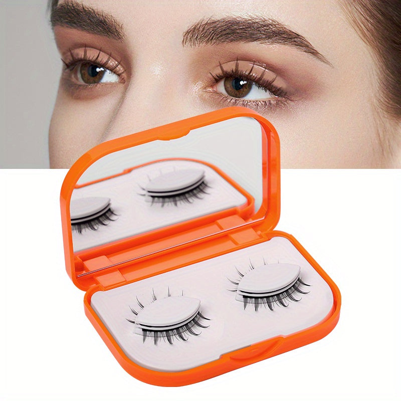 2 Pairs Self Adhesive Natural Volume Faux Mink Lashes with Box and Mirror