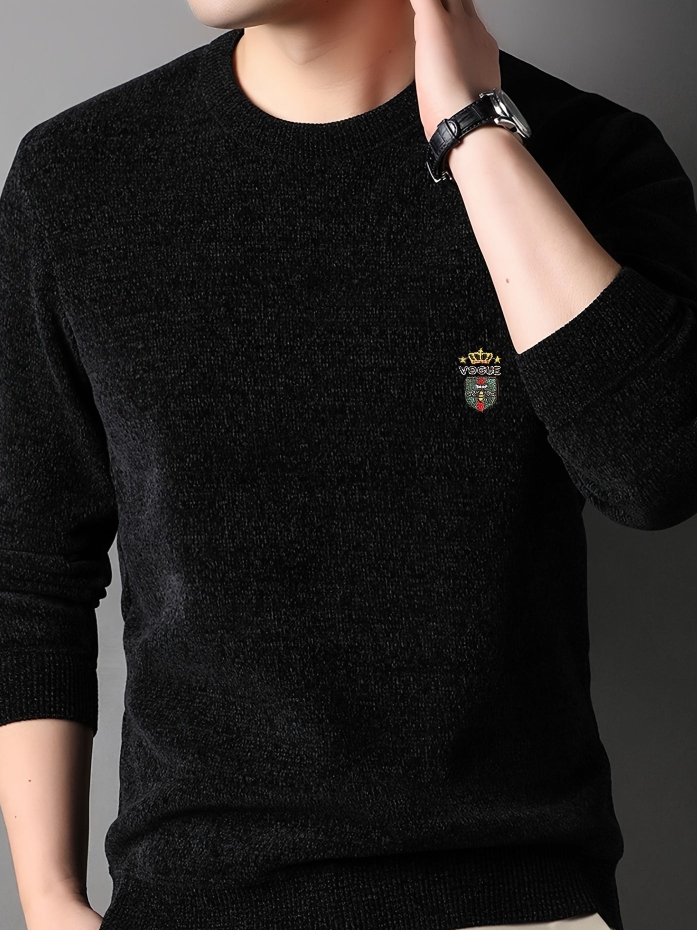 Vintage Style Loose Fit Sweater Men's Casual Crew Neck Pullover