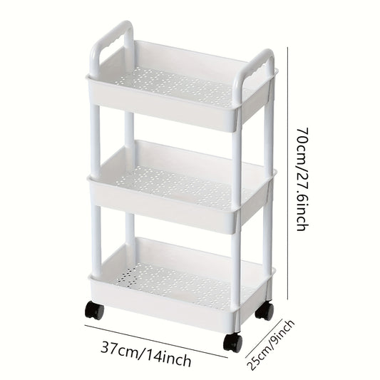 3 Tier Cart Shelf with Handles Mobile Snack Cart - Multifunctional Storage Rack