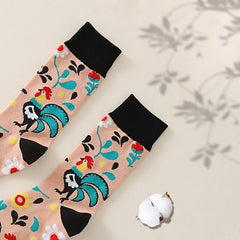 Colorful Chicken Pattern Crew Socks Women's Stockings