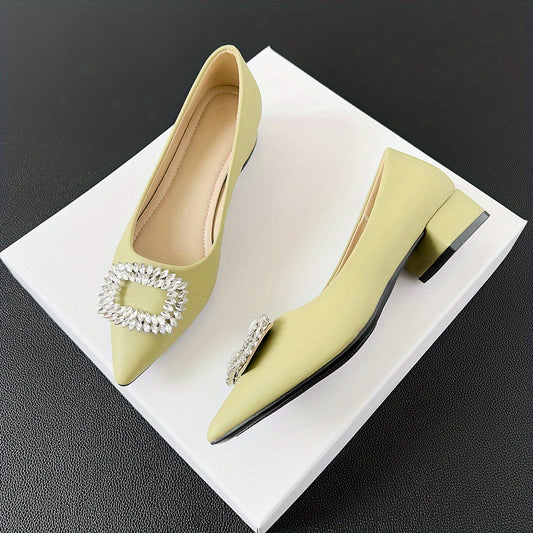 Women's Rhinestone Slip On Point Toe Heel Shoes